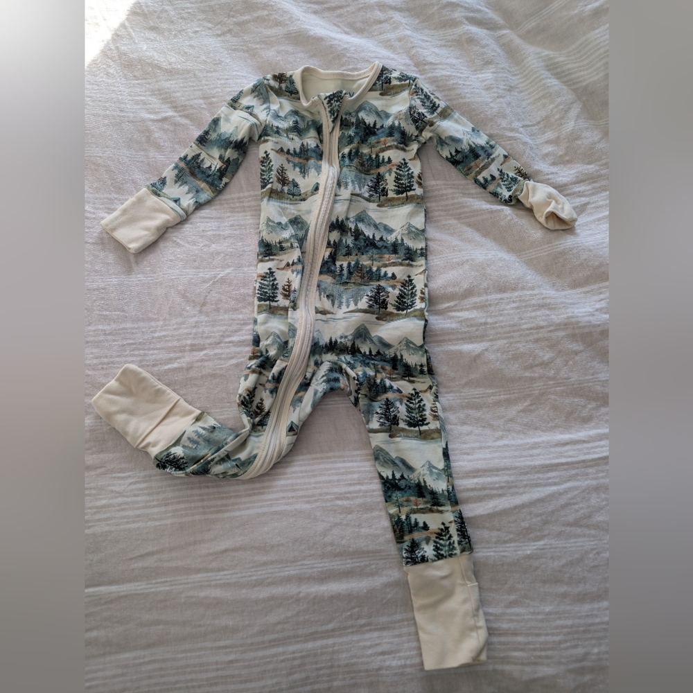 Earthly Organic Cotton Baby Pajamas 2-Way Zip Front Zipper Sleeper, Teton